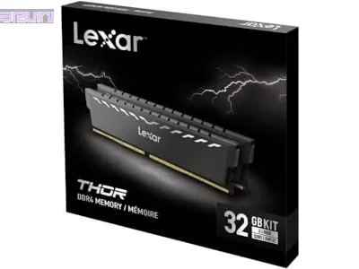 Kit Barrettes mémoire 32Go (2x16Go) DIMM DDR4 Lexar Thor 3600Mhz (Noir)