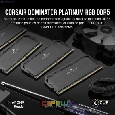Kit Barrettes mémoire 32Go (2x16Go) DIMM DDR5 Corsair Vengeance RGB  7200MHz CL34 (Noir)