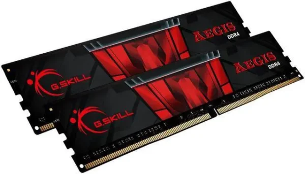 Kit Barrettes mémoire 32Go (2x16Go) DIMM DDR4 G.Skill Aegis  3000Mhz (Noir et Rouge)