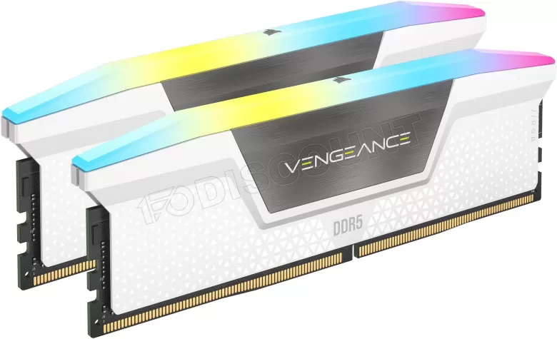 Kit Barrettes mémoire 32Go (2x16Go) DIMM DDR5 Corsair Vengeance RGB 5600MHz CL40 (Blanc) – Image 2