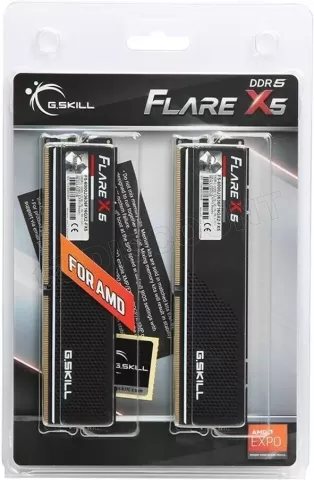 Kit Barrettes mémoire 32Go (2x16Go) DIMM DDR5 G.Skill Flare X5 5600MHz AMD Expo (Noir) – Image 2