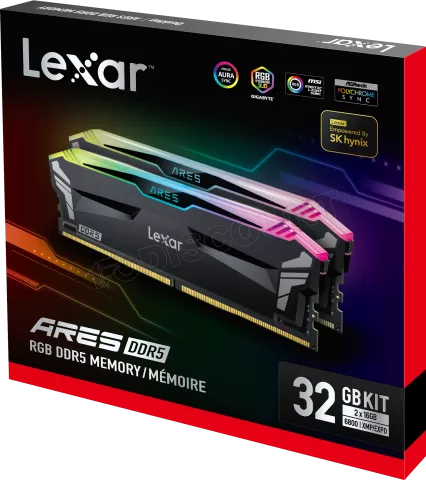 Kit Barrettes mémoire 32Go (2x16Go) DIMM DDR5 Lexar Ares RGB 6800MHz (Noir) – Image 4