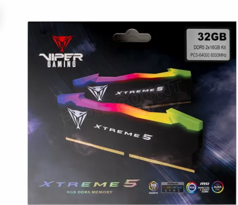 Kit Barrettes mémoire 32Go (2x16Go) DIMM DDR5 Patriot Viper Xtreme 5 RGB  7600MHz (Noir) – Image 3