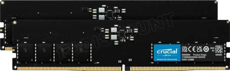 Kit Barrettes mémoire 64Go (2x32Go) DIMM DDR5 Crucial Classic 4800MHz (Noir)