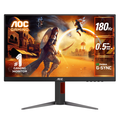 AOC, Gaming, 23,8' 16:9 Fast IPS 180Hz 1920x1080 - HDR10 - Adaptive Sync / G-SYNC Compatible - DisplayPort/HDMI - Noir
