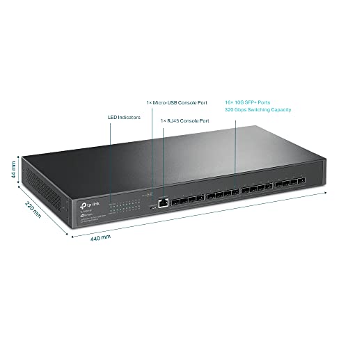 TP-Link JetStream TL-SX3016F commutateur réseau Géré L2+/L3 Noir