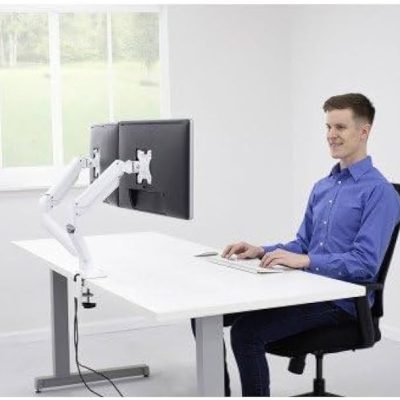 Support Double Ecran à poser Fellowes Platinium jusqu'à 27" (9 kg max/écran) (Blanc)