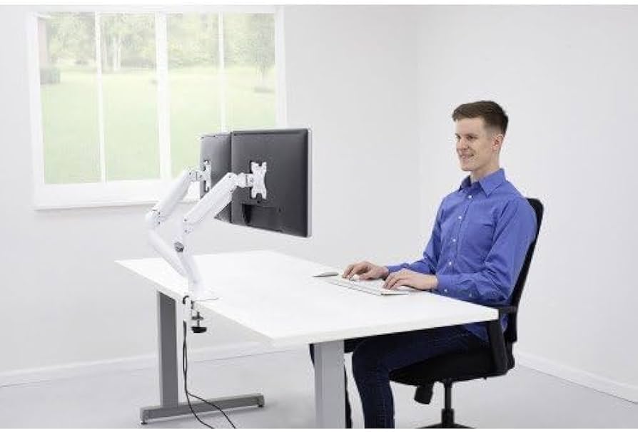 Support Double Ecran à poser Fellowes Platinium jusqu'à 27" (9 kg max/écran) (Blanc)
