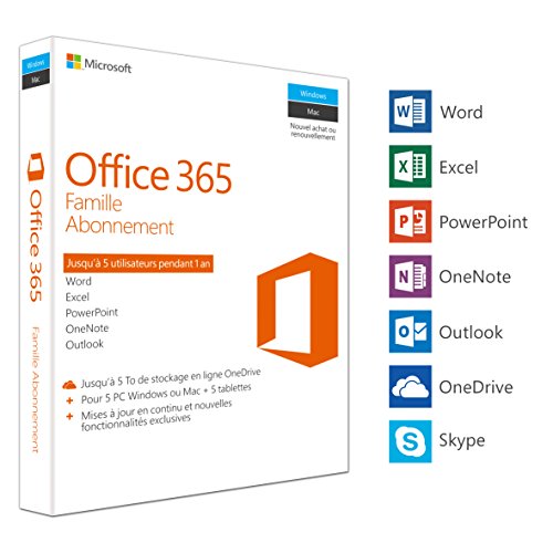 Microsoft 365 Famille 6-PC/MAC 1 an