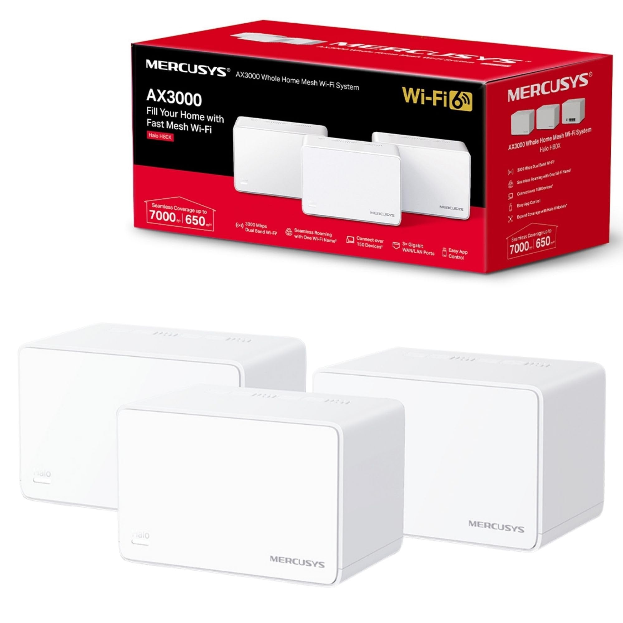 MERCUSYS Halo H80X MESH WiFi6 AX3000 +3 ports GbLAN (pack 3x)