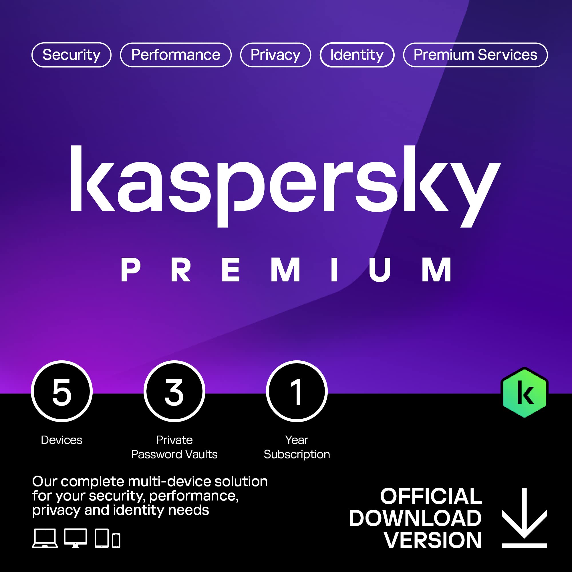 Kaspersky Premium 3-Devices 1 an