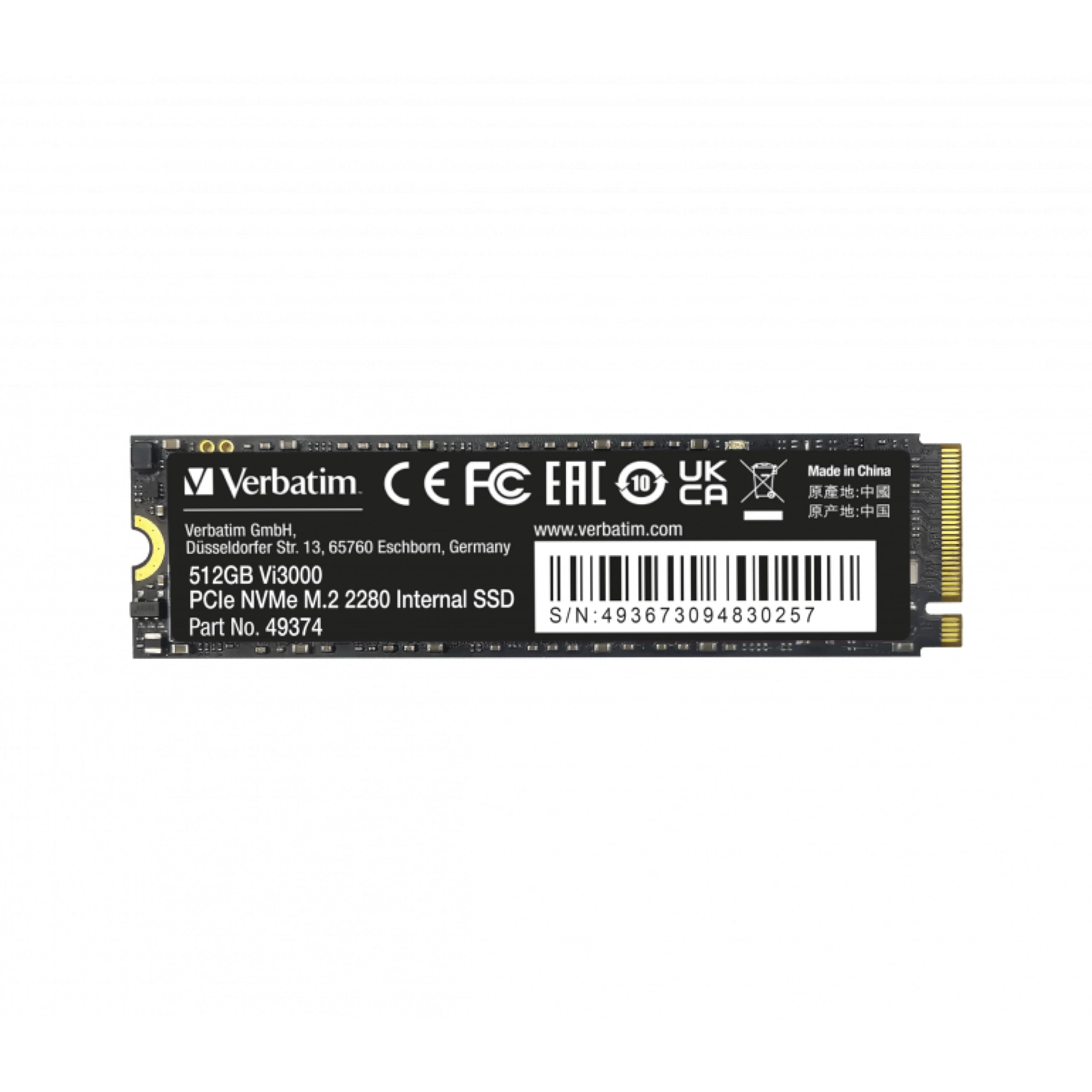 Disque SSD Verbatim Vi3000 256Go – NVMe M.2 Type 2280