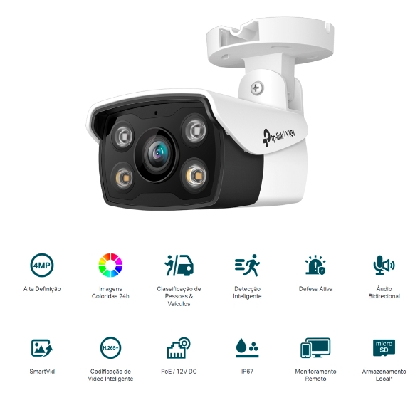 TP-Link VIGI C340 Caméra de sécurité IP extérieure 4MP couleur pleine bullet