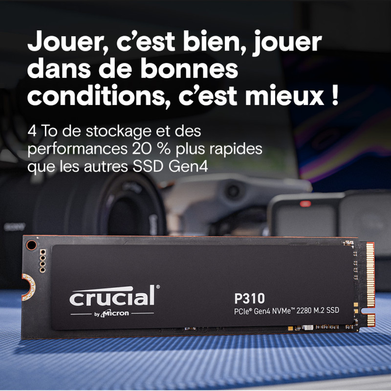 Disque SSD Crucial P310 4To – M.2 NVMe Type 2280 Version OEM (Tray)