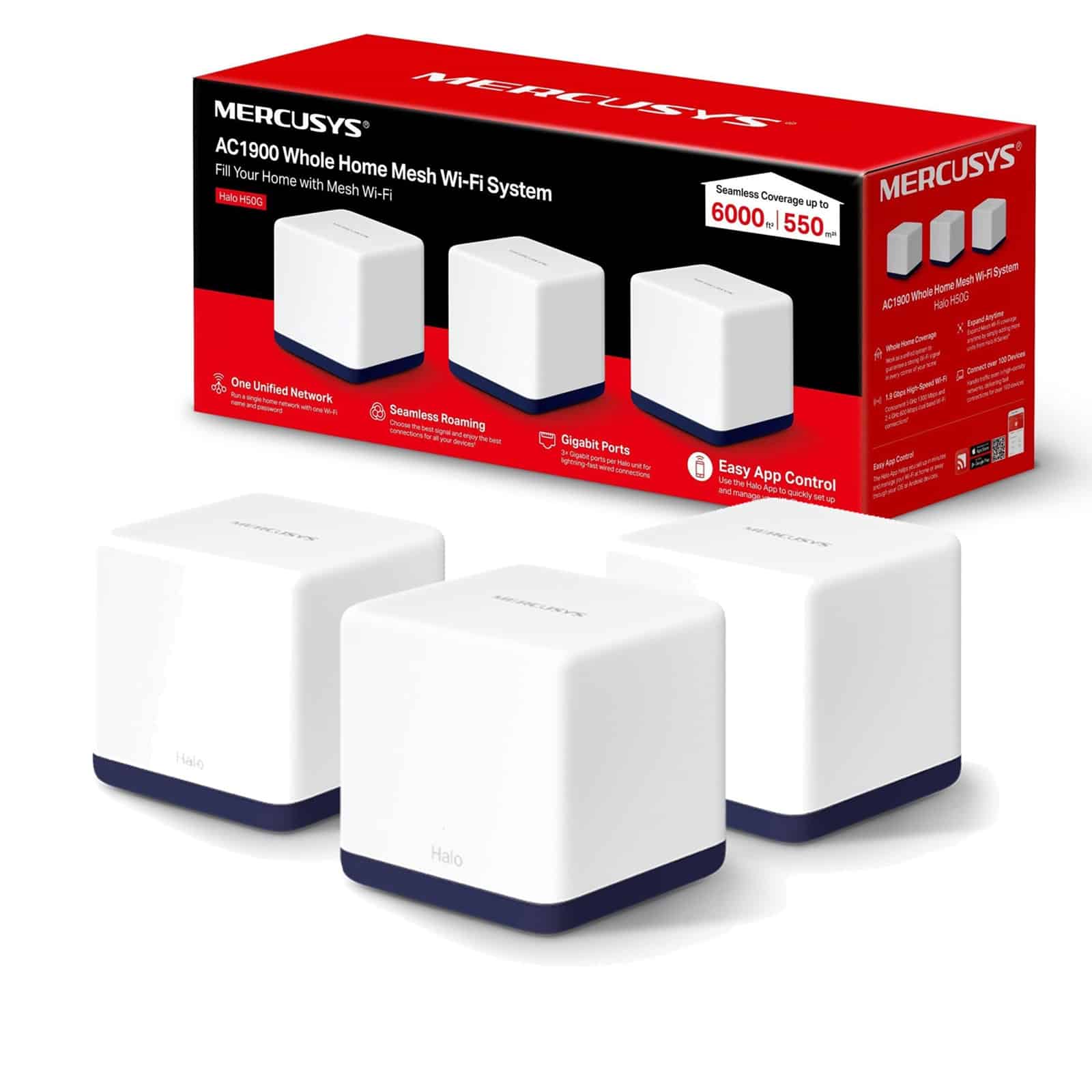 MERCUSYS Halo H50G MESH WiFi5 AC1900 +3 ports GbLAN (pack 2x)