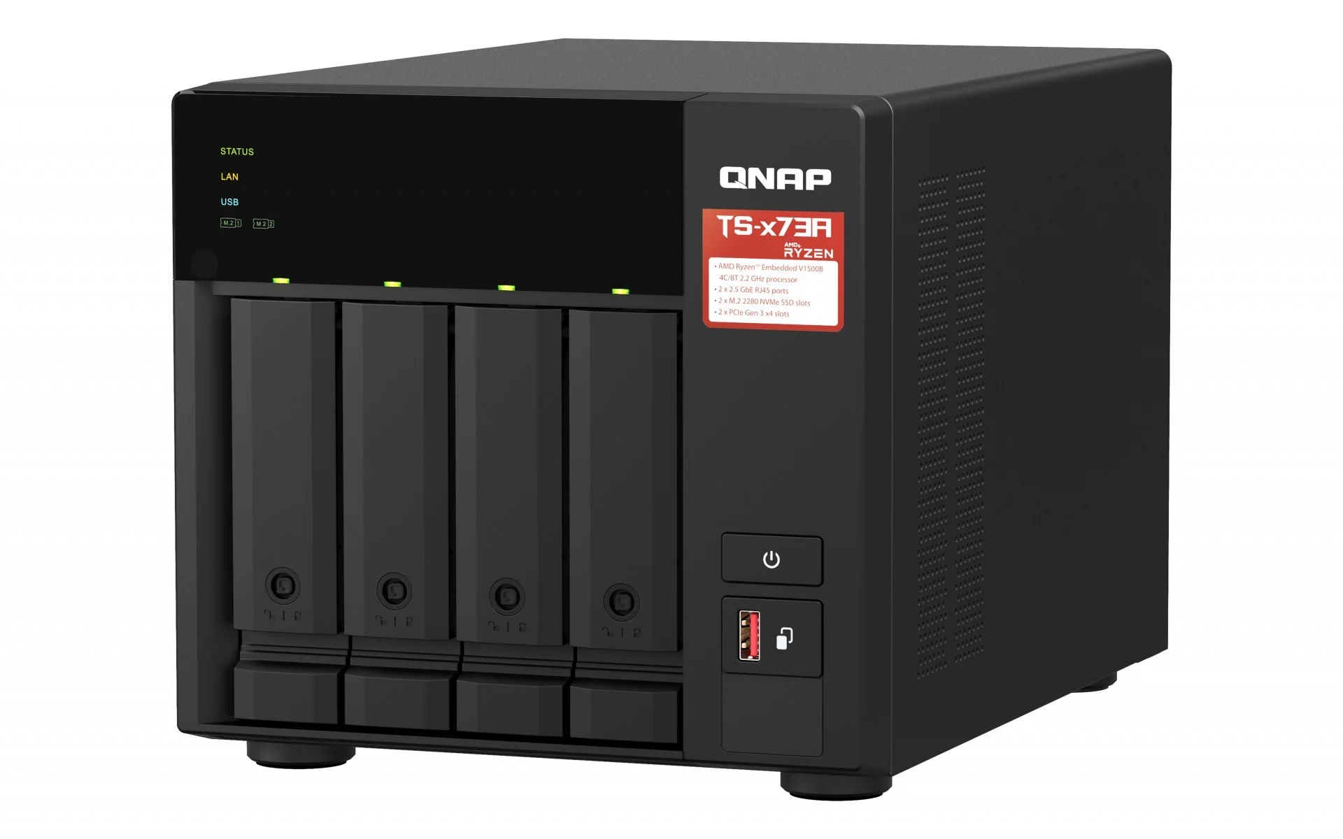 QNAP TS-473A — 4 baies, format Tour, AMD Ryzen V1500B 4c/8t 2,2 GHz