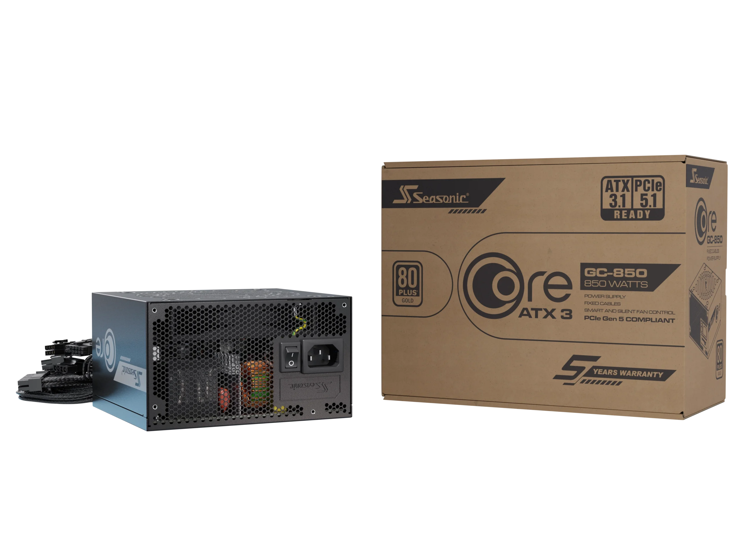 ALIMENTATION SEASONIC ATX 850W 80+ Gold Core GC-850-SRP-CGC851 Noir – Image 3