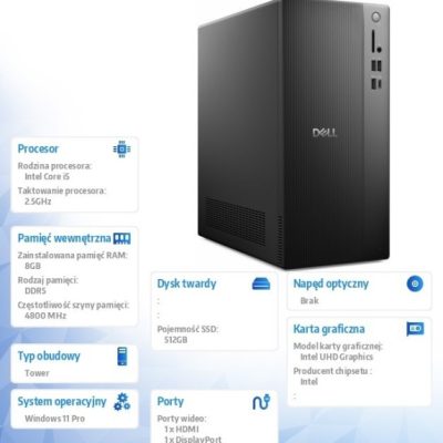 DELL Slim ECS1250 i5-14400 16GB 512GB SSD Intel UHD 730 WLAN + BT W11P 3YPS Black