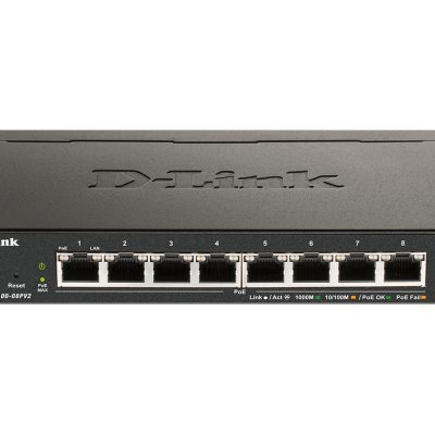 D-Link DGS 1100-08PV2 – Switch – Smart – 8 x 10/100/1000 (PoE) – Desktop – PoE (64 W)
